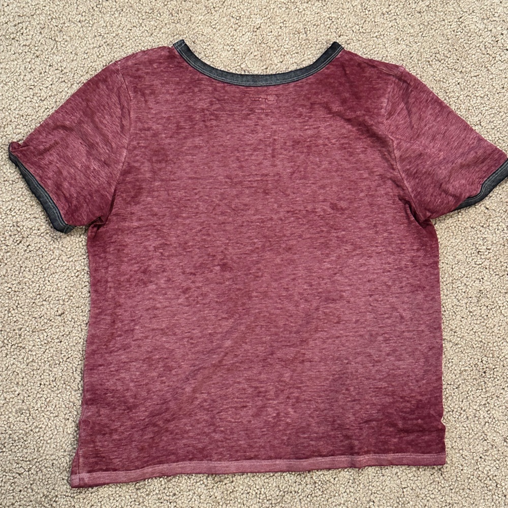 Gray and Maroon T-Shirt with Pocket - Picture 3 of 3